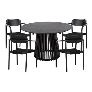 73576 ΣΕΤ ΤΡΑΠΕΖΑΡΙΑΣ 5ΤΜΧ OSLO HM21075.01 ΣΤΡΟΓΓΥΛΟ ΤΡΑΠΕΖΙ Φ120εκ. & 4 ΚΑΡΕΚΛΕΣ-ΜΑΥΡΟ