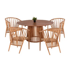 73579 ΣΕΤ ΤΡΑΠΕΖΑΡΙΑΣ 5ΤΜΧ PERMAINE HM21076.01 ΣΤΡΟΓΓΥΛΟ ΤΡΑΠΕΖΙ Φ150εκ. & 4 ΚΑΡΕΚΛΕΣ