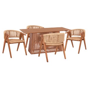 73585 ΣΕΤ ΤΡΑΠΕΖΑΡΙΑΣ 5ΤΜΧ BRANN HM21078.03 ΟΡΘΟΓΩΝΙΟ ΤΡΑΠΕΖΙ & 4 ΚΑΡΕΚΛΕΣ