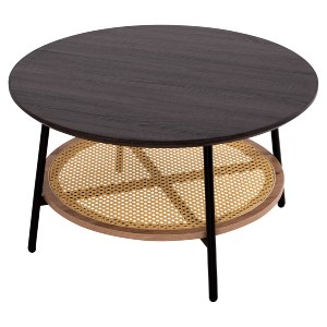 73704 ΤΡΑΠΕΖΙ ΣΑΛΟΝΙΟΥ SEWELL HM18033 MDF ΣΕ ZEBRANO-ΜΕΤΑΛΛΙΚΑ ΠΟΔΙΑ-WICKER Φ80x46,5Υεκ.