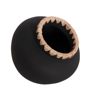 73961 ΔΙΑΚΟΣΜΗΤΙΚΟ ΒΑΖΟ RENTON(L) HM4370 ΤΕΡΑΚΟΤΑ ΜΑΥΡH-ΠΛΕΞΗ ΨΑΘΑΣ ΣΤΟ ΣΤΟΜΙΟ Φ32x26,5Υεκ.