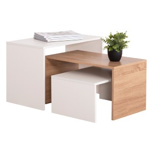 74116 ΤΡΑΠΕΖΙ ΣΑΛΟΝΙΟΥ ΣΕΤ 3ΤΜΧ BENTIL HM9444.11 ΜΕΛΑΜΙΝΗ SONAMA-ΛΕΥΚΟ 65x35x45Υεκ