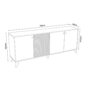 74117 ΜΠΟΥΦΕΣ ΜΕΛΑΜΙΝΗΣ KRUDEN HM9446.11 ΜΑΥΡΟ-ΦΥΣΙΚΟ 180x40x78.6Υεκ.