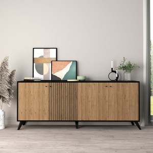 74117 ΜΠΟΥΦΕΣ ΜΕΛΑΜΙΝΗΣ KRUDEN HM9446.11 ΜΑΥΡΟ-ΦΥΣΙΚΟ 180x40x78.6Υεκ.