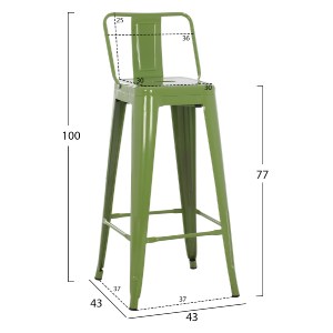 74158 ΣΚΑΜΠΟ BAR ME ΠΛΑΤΗ ΜΕΤΑΛΛΙΚΟ MELITA-PRO HM8643.53 LIGHT OLIVE GREEN 42x42x100Υεκ.