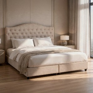 74186 ΚΡΕΒΑΤΙ MALENA HM638.22 ΜΠΕΖ ΥΦΑΣΜΑ Τ. NUBUCK ΓΙΑ ΣΤΡΩΜΑ 150x200εκ.