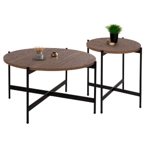 74195 ΣΕΤ 2ΤΜΧ ΤΡΑΠΕΖΙΑ ΣΑΛΟΝΙΟΥ RONDA HM21089.03 MDF ΣΕ ΚΑΡΥΔΙ ΧΡΩΜΑ Φ80εκ & Φ50εκ