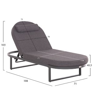 74208 ΕΠΑΓΓΕΛΜATIKH ΞΑΠΛΩΣΤΡΑ MALLOW HM10715.03 ΣΚΟΥΡΟ ΓΚΡΙ ΑΛΟΥΜΙΝΙΟ & ΜΑΞΙΛΑΡΙ 198x71x103Υεκ