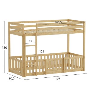 74251 ΠΑΙΔΙΚΗ ΚΟΥΚΕΤΑ τ.MONTESSORI ΜΕ ΠΑΡΚΑΚΙ PLAYKID HM703.01 ΞΥΛΟ ΠΕΥΚΟΥ ΦΥΣΙΚΟ ΓΙΑ 190x90εκ