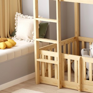 74251 ΠΑΙΔΙΚΗ ΚΟΥΚΕΤΑ τ.MONTESSORI ΜΕ ΠΑΡΚΑΚΙ PLAYKID HM703.01 ΞΥΛΟ ΠΕΥΚΟΥ ΦΥΣΙΚΟ ΓΙΑ 190x90εκ