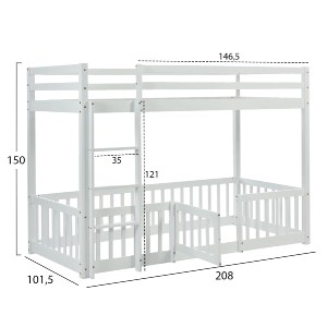 74252 ΠΑΙΔΙΚΗ ΚΟΥΚΕΤΑ τ.MONTESSORI ΜΕ ΠΑΡΚΑΚΙ PLAYKID HM703.03 ΞΥΛΟ ΠΕΥΚΟΥ ΛΕΥΚΟ ΓΙΑ 190x90εκ