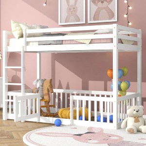 74252 ΠΑΙΔΙΚΗ ΚΟΥΚΕΤΑ τ.MONTESSORI ΜΕ ΠΑΡΚΑΚΙ PLAYKID HM703.03 ΞΥΛΟ ΠΕΥΚΟΥ ΛΕΥΚΟ ΓΙΑ 190x90εκ
