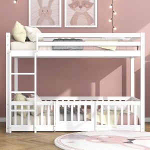 74252 ΠΑΙΔΙΚΗ ΚΟΥΚΕΤΑ τ.MONTESSORI ΜΕ ΠΑΡΚΑΚΙ PLAYKID HM703.03 ΞΥΛΟ ΠΕΥΚΟΥ ΛΕΥΚΟ ΓΙΑ 190x90εκ