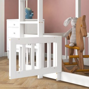 74252 ΠΑΙΔΙΚΗ ΚΟΥΚΕΤΑ τ.MONTESSORI ΜΕ ΠΑΡΚΑΚΙ PLAYKID HM703.03 ΞΥΛΟ ΠΕΥΚΟΥ ΛΕΥΚΟ ΓΙΑ 190x90εκ