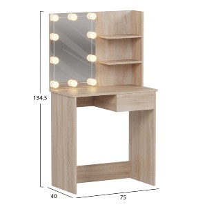 74295 ΤΟΥΑΛΕΤΑ ΜΕ ΦΩΤΙΣΜΟ LED & ΡΑΦΙΑ LAURYN HM2501.01 ΜΕΛΑΜΙΝΗ ΣΕ SONAMA 75x40x134.5Υεκ