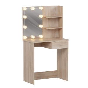 74295 ΤΟΥΑΛΕΤΑ ΜΕ ΦΩΤΙΣΜΟ LED & ΡΑΦΙΑ LAURYN HM2501.01 ΜΕΛΑΜΙΝΗ ΣΕ SONAMA 75x40x134.5Υεκ