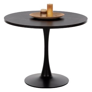 74303 ΤΡΑΠΕΖΙ ΤΡΑΠΕΖΑΡΙΑΣ ROLLO HM9421.12 ΣΤΡΟΓΓΥΛΟ BLACK MARBLE Φ90x74Υεκ.
