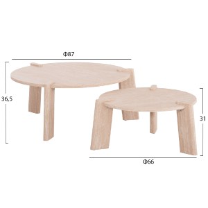 74307 ΣΕΤ 2ΤΜΧ ΤΡΑΠΕΖΙΑ ΣΑΛΟΝΙΟΥ EQUIL HM9943.01 MDF ΜΕ ΜΕΛΑΜΙΝΗ-ΦΥΣΙΚΟ 66x66εκ + 87x87εκ