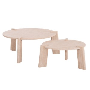 74307 ΣΕΤ 2ΤΜΧ ΤΡΑΠΕΖΙΑ ΣΑΛΟΝΙΟΥ EQUIL HM9943.01 MDF ΜΕ ΜΕΛΑΜΙΝΗ-ΦΥΣΙΚΟ 66x66εκ + 87x87εκ