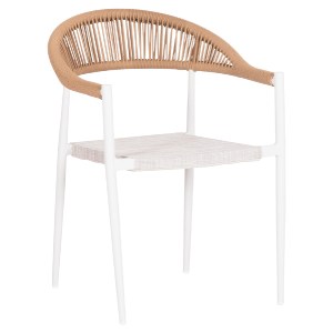 74411 ΠΟΛΥΘΡΟΝΑ BERG HM6284.01 ΑΛΟΥΜΙΝΙΟ & TEXTILENE ΛΕΥΚΟ--P.E.TWISTED RATTAN 55x56x79Υεκ