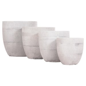 74539 ΣΕΤ 4ΤΜΧ ΓΛΑΣΤΡΕΣ ΣΤΡΟΓΓΥΛΕΣ ΣΕΙΡΑ GARDENER HM4719 FIBERCLAY-ΧΡΩΜΑ CEMENT Φ44x43Υεκ