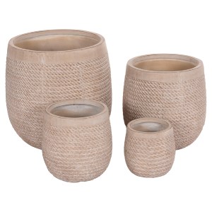 74550 ΣΕΤ 4ΤΜΧ ΓΛΑΣΤΡΕΣ ΣΤΡΟΓΓΥΛΕΣ GARDENER HM4722 FIBERCLAY--IVORY CEMENT Φ54x54Υεκ