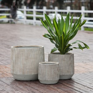 74552 ΣΕΤ 3ΤΜΧ ΓΛΑΣΤΡΕΣ ΣΤΡΟΓΓΥΛΕΣ ΣΕΙΡΑ GARDENER HM4724 FIBERCLAY-ΧΡΩΜΑ CEMENT Φ59x55Υεκ