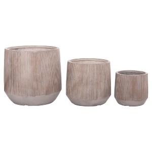 74552 ΣΕΤ 3ΤΜΧ ΓΛΑΣΤΡΕΣ ΣΤΡΟΓΓΥΛΕΣ ΣΕΙΡΑ GARDENER HM4724 FIBERCLAY-ΧΡΩΜΑ CEMENT Φ55x55Υεκ