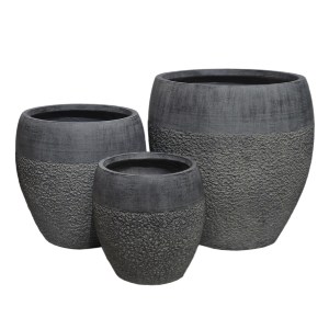 74555 ΣΕΤ 3ΤΜΧ ΓΛΑΣΤΡΕΣ ΣΕΙΡΑ GARDENER HM4725 FIBERCLAY-ΣΕ ΣΚΟΥΡΟ CEMENT ΧΡΩΜΑ Φ55x54Υεκ