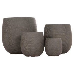 74556 ΣΕΤ 4ΤΜΧ ΓΛΑΣΤΡΕΣ ΣΤΡΟΓΓΥΛΕΣ GARDENER HM4726 FIBERCLAY ΓΚΡΙΖΟΠΡΑΣΙΝΟ Φ52x55Υεκ