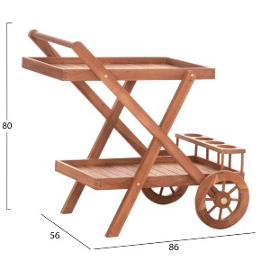 74577 ΔΙΣΚΟΣ ΣΕΡΒΙΡΙΣΜΑΤΟΣ ΣΕ ΤΡΟΛΕΥ ALFRED HM4579 ΞΥΛΟ TEAK--ΦΥΣΙΚΟ 86x56x80Υεκ.