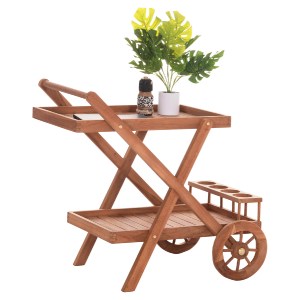 74577 ΔΙΣΚΟΣ ΣΕΡΒΙΡΙΣΜΑΤΟΣ ΣΕ ΤΡΟΛΕΥ ALFRED HM4579 ΞΥΛΟ TEAK--ΦΥΣΙΚΟ 86x56x80Υεκ.