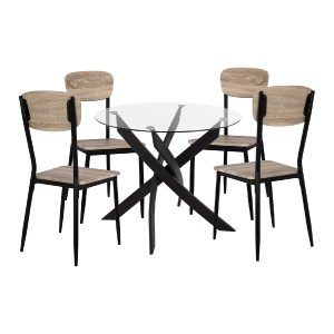 74615 ΣΕΤ 5ΤΜΧ ΤΡΑΠΕΖΙ ΜΑΥΡΟ & ΚΑΡΕΚΛΕΣ SONAMA ΜΕ ΜΑΥΡΙΑ ΠΟΔΙΑ HM11072