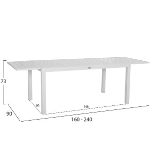 74632 ΤΡΑΠΕΖΙ ΕΠΕΚΤΕΙΝΟΜΕΝΟ KRUM HM6277.01 ΑΛΟΥΜΙΝΙΟ ΛΕΥΚΟ 160-240x90x73Υεκ.