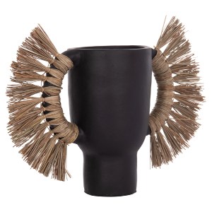 74735 ΕΠΙΤΡΑΠΕΖΙΟ ΔΙΑΚΟΣΜΗΤΙΚΟ ΒΑΖΟ ALICA HM4668.01L ΜΑΥΡΗ ΤΕΡΑΚΟΤΑ & GRASS--64x22x38Υεκ