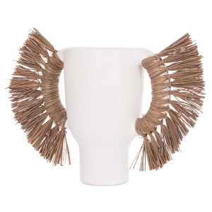 74736 ΕΠΙΤΡΑΠΕΖΙΟ ΔΙΑΚΟΣΜΗΤΙΚΟ ΒΑΖΟ ALICA HM4668.02L ΛΕΥΚΗ ΤΕΡΑΚΟΤΑ & GRASS--64x22x38Υεκ