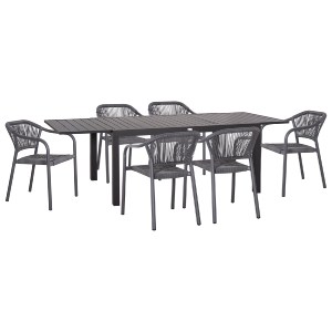 74769 ΣΕΤ ΤΡΑΠΕΖΑΡΙΑΣ ΕΞ.ΧΩΡΟΥ 7ΤΜΧ KRUM HM21132.04 ΣΚΟΥΡΟ ΓΚΡΙ ΑΛΟΥΜΙΝΙΟ-P.E.TWISTED RATTAN