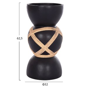 74782 ΔΙΑΚΟΣΜΗΤΙΚΟ ΒΑΖΟ ΔΑΠΕΔΟΥ MAYNARD HM4672.01L FIBER CEMENT ΜΑΥΡΟ-RATTAN Φ32x62.5Υεκ