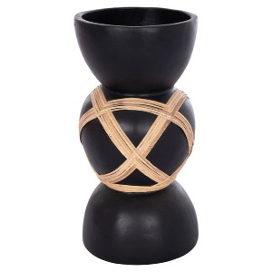 74782 ΔΙΑΚΟΣΜΗΤΙΚΟ ΒΑΖΟ ΔΑΠΕΔΟΥ MAYNARD HM4672.01L FIBER CEMENT ΜΑΥΡΟ-RATTAN Φ32x62.5Υεκ