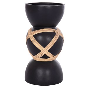 74782 ΔΙΑΚΟΣΜΗΤΙΚΟ ΒΑΖΟ ΔΑΠΕΔΟΥ MAYNARD HM4672.01L FIBER CEMENT ΜΑΥΡΟ-RATTAN Φ32x62.5Υεκ