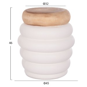 74826 ΣΚΑΜΠΟ PUFFAT HM18172.02 FIBER CEMENT ΛΕΥΚΟ- ΞΥΛΟ TEAK TOP Φ45x46Υεκ.