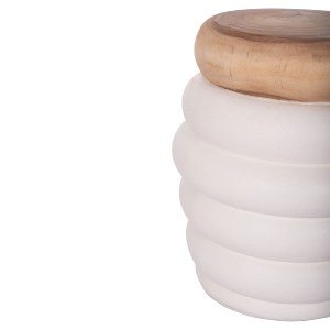 74826 ΣΚΑΜΠΟ PUFFAT HM18172.02 FIBER CEMENT ΛΕΥΚΟ- ΞΥΛΟ TEAK TOP Φ45x46Υεκ.