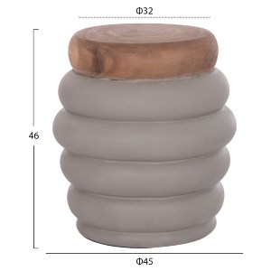 74827 ΣΚΑΜΠΟ PUFFAT HM18172.03 FIBER CEMENT ΓΚΡΙ- ΞΥΛΟ TEAK TOP Φ45x46Υεκ.