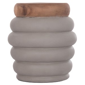 74827 ΣΚΑΜΠΟ PUFFAT HM18172.03 FIBER CEMENT ΓΚΡΙ- ΞΥΛΟ TEAK TOP Φ45x46Υεκ.