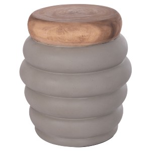 74827 ΣΚΑΜΠΟ PUFFAT HM18172.03 FIBER CEMENT ΓΚΡΙ- ΞΥΛΟ TEAK TOP Φ45x46Υεκ.