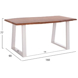 74881 ΤΡΑΠΕΖΙ ΤΡΑΠΕΖΑΡΙΑΣ MONTANA HM8336.12 ΞΥΛΟ ΑΚΑΚΙΑΣ 4εκ.ΠΑΧΟΣ-ΛΕΥΚΑ ΠΟΔΙΑ 160X90X77Υεκ.