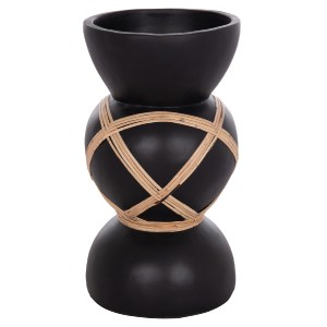 74890 ΔΙΑΚΟΣΜΗΤΙΚΟ ΒΑΖΟ ΔΑΠΕΔΟΥ MAYNARD HM4672.01S FIBER CEMENT ΜΑΥΡΟ-RATTAN Φ27.5x50Υ