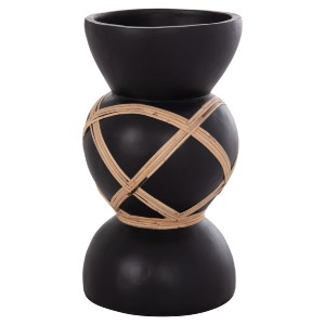 74890 ΔΙΑΚΟΣΜΗΤΙΚΟ ΒΑΖΟ ΔΑΠΕΔΟΥ MAYNARD HM4672.01S FIBER CEMENT ΜΑΥΡΟ-RATTAN Φ27.5x50Υ