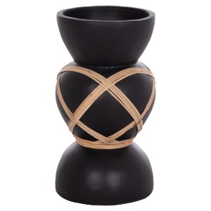 74890 ΔΙΑΚΟΣΜΗΤΙΚΟ ΒΑΖΟ ΔΑΠΕΔΟΥ MAYNARD HM4672.01S FIBER CEMENT ΜΑΥΡΟ-RATTAN Φ27.5x50Υ