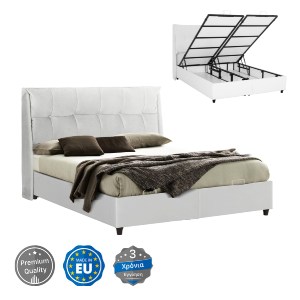 74910 ΚΡEΒΑΤΙ ΜΕ ΑΠΟΘΗΚΕΥΤΙΚΟ ΧΩΡΟ DREAMLET HM716.03 ΛΕΥΚΟ TEDDY ΥΦΑΣΜΑ- ΓΙΑ ΣΤΡΩΜΑ 160x200εκ.
